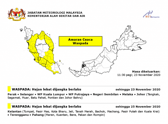 Yellow level weather alert for states in peninsular ...